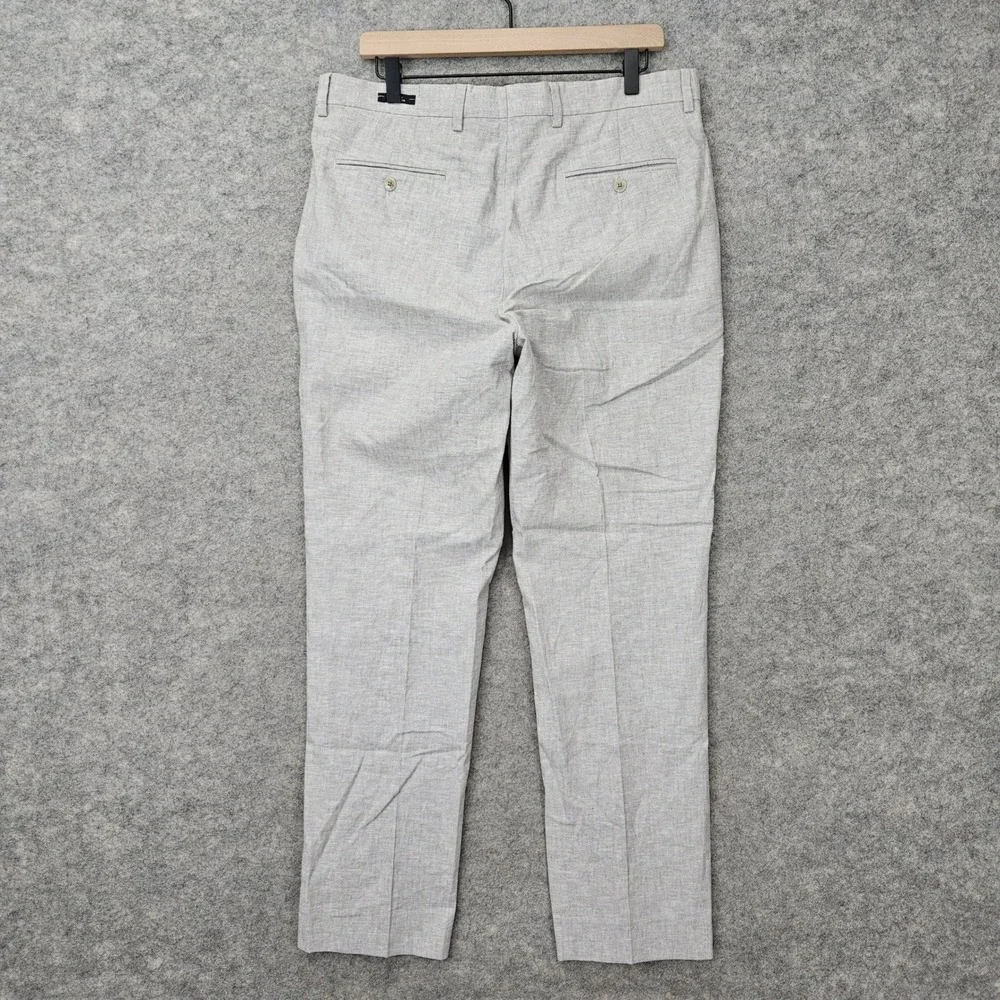 Joseph Abboud Dress Pants Men's 36x30 Light Grey Linen/Cotton Slim Fit Office